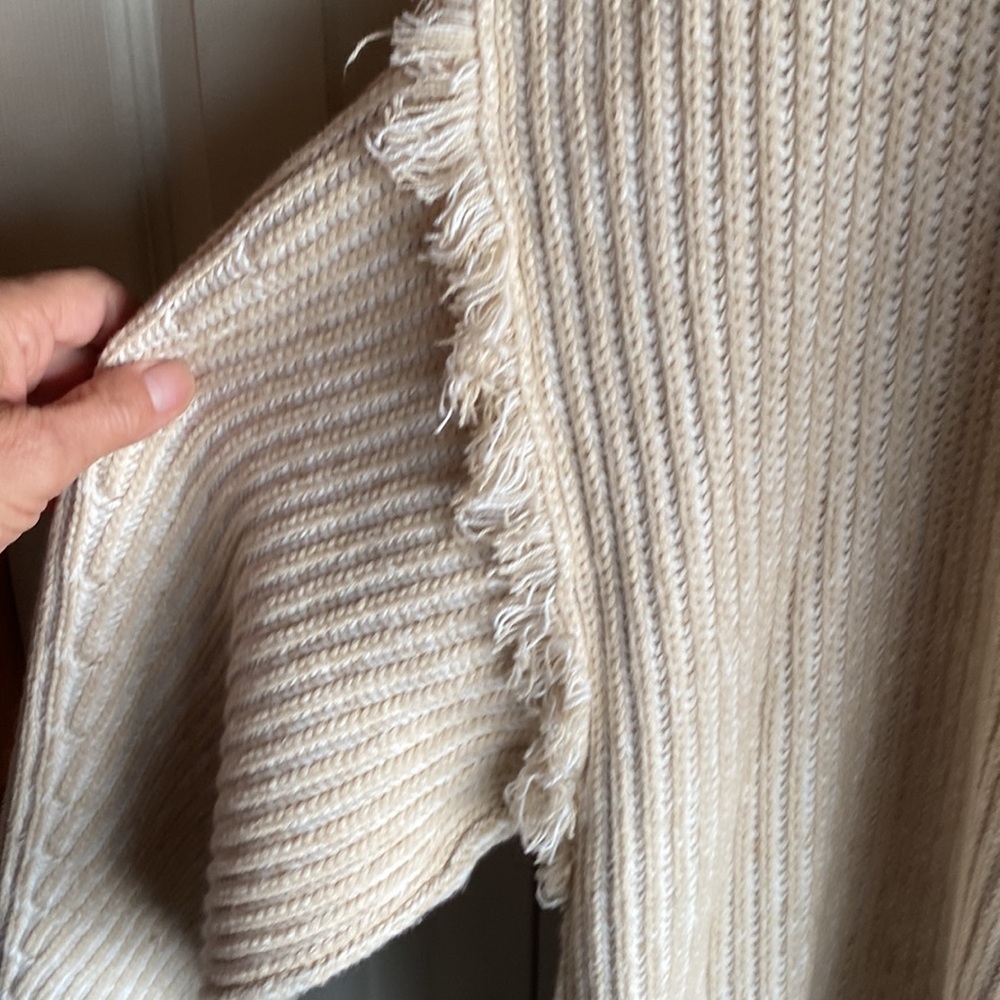 Free People NWT Boho Fringe OVERSIZED HEAVYWEIGHT Trim Pockets Sweater - Picture 12 of 17